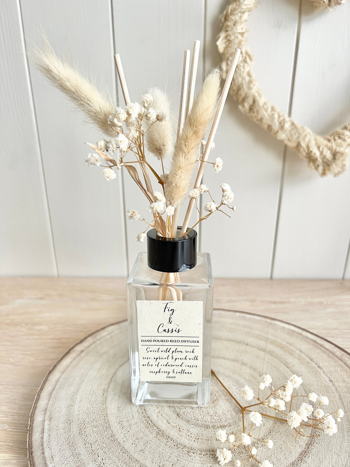 Luxury Reed Diffuser, 100ml, Can be Personalised, Choice of Scents, Flower Reed, Dried Flowers, Clear Bottle