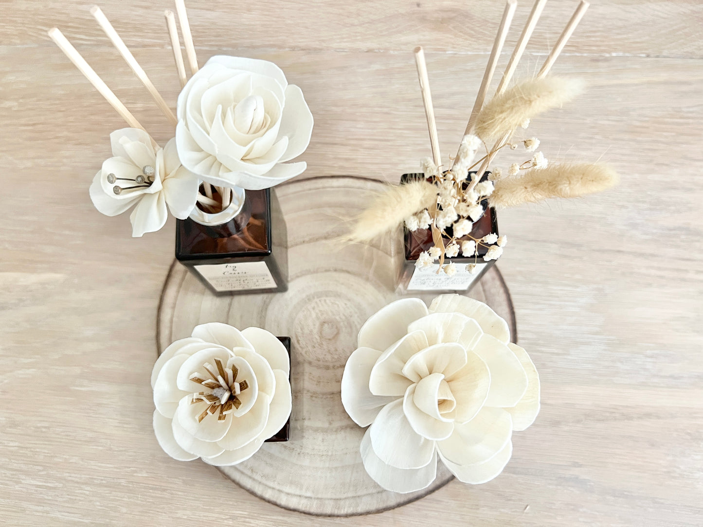 Luxury Reed Diffuser, 100ml, Can be Personalised, Choice of Scents, Flower Reed, Dried Flowers, Amber Bottle