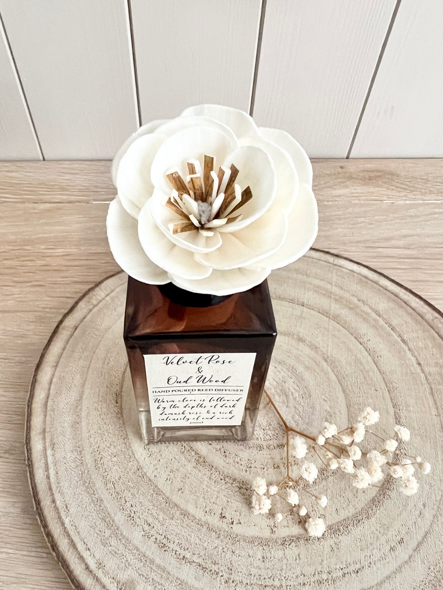Luxury Reed Diffuser, 100ml, Can be Personalised, Choice of Scents, Flower Reed, Dried Flowers, Amber Bottle