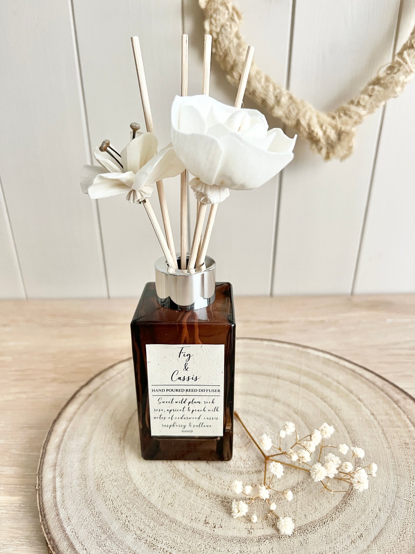 Luxury Reed Diffuser, 100ml, Can be Personalised, Choice of Scents, Flower Reed, Dried Flowers, Amber Bottle