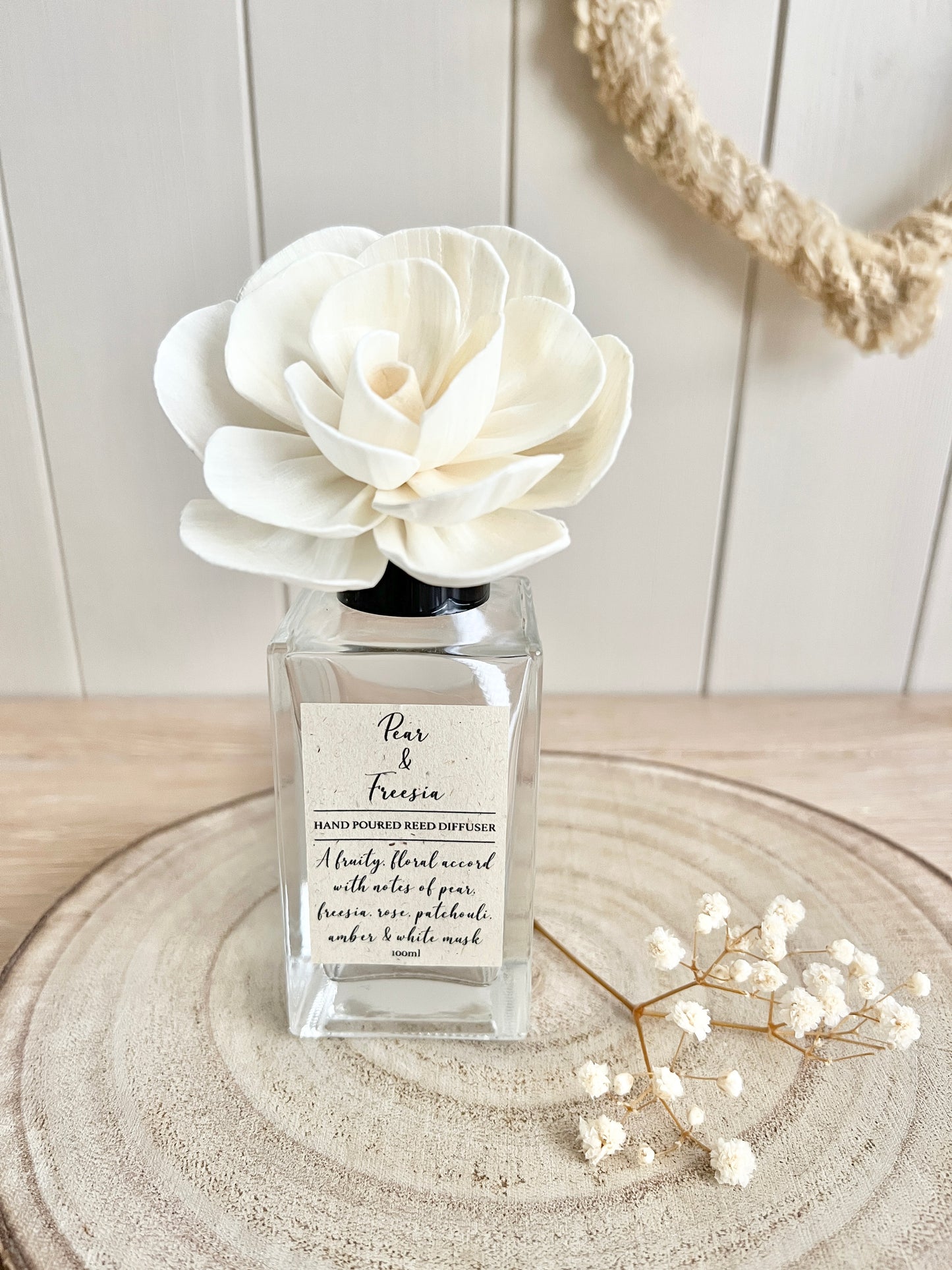Luxury Reed Diffuser, 100ml, Can be Personalised, Choice of Scents, Flower Reed, Dried Flowers, Clear Bottle