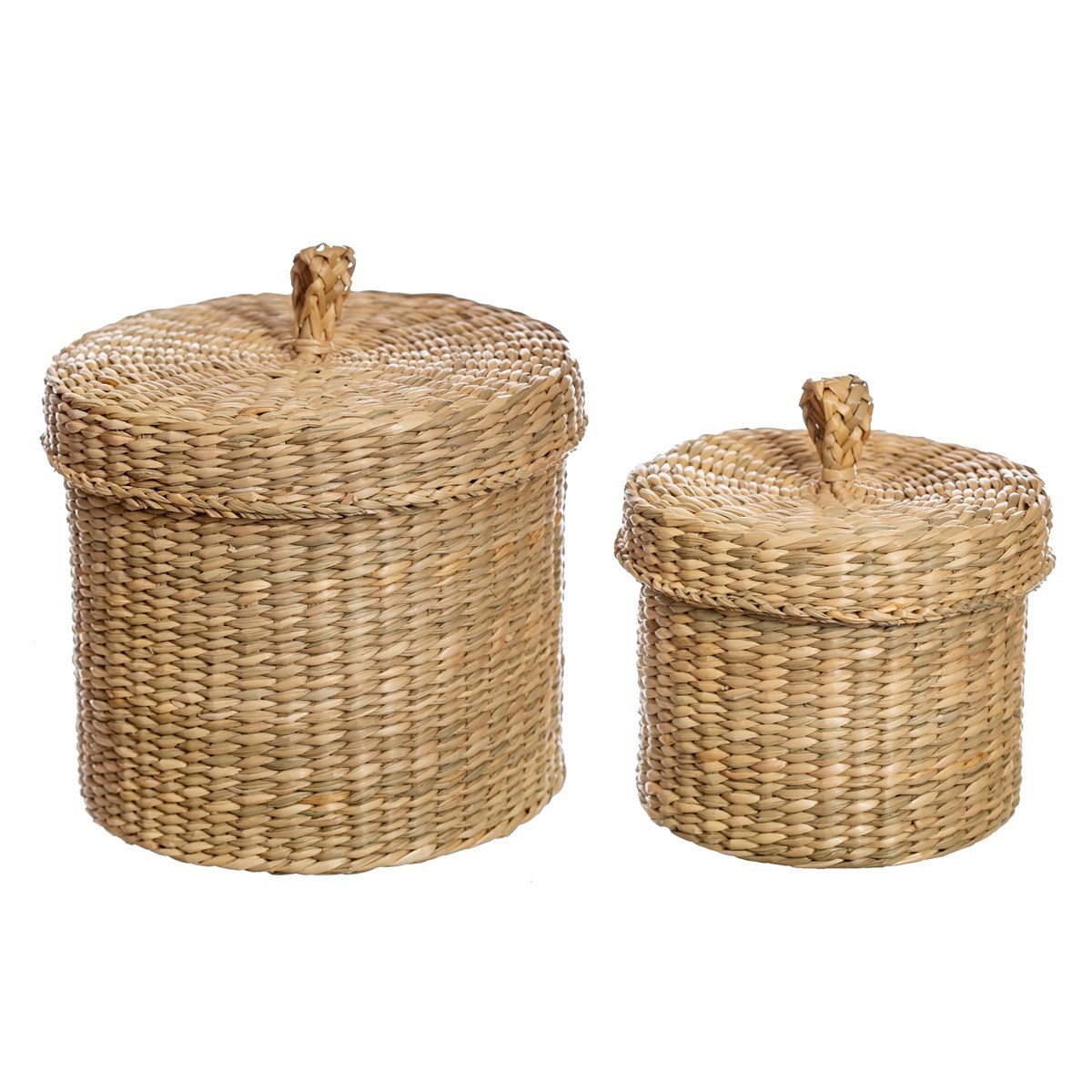 Sass & Belle Seagrass Baskets With Lid - Set Of 2