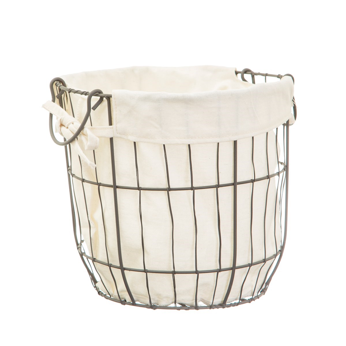 Sass & Belle Round Wire Storage Baskets With Lining - Set Of 2