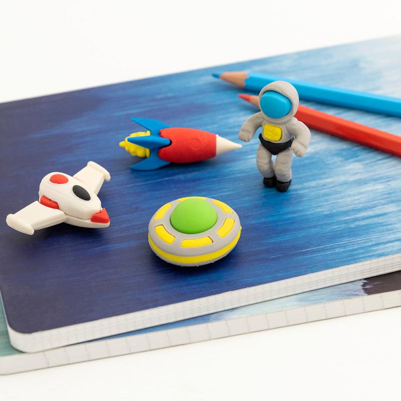 Space Age Rocket Set of 4 Erasers