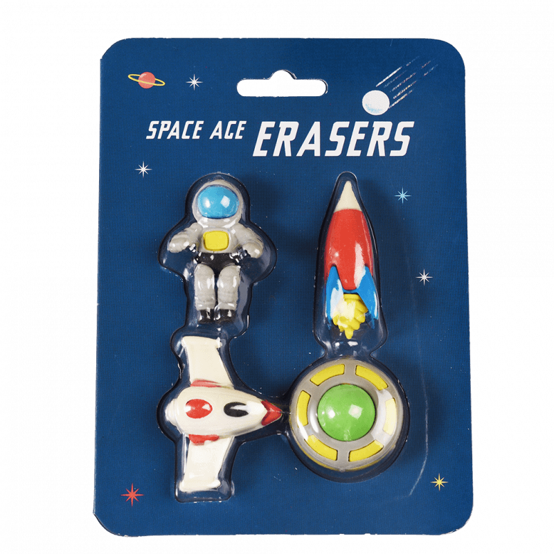 Space Age Rocket Set of 4 Erasers