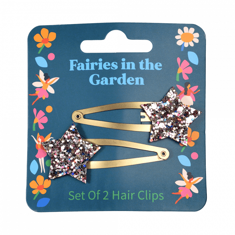 Fairies in the Garden Star Glitter Hair Clips Set of 2