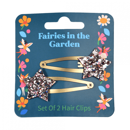 Fairies in the Garden Star Glitter Hair Clips Set of 2