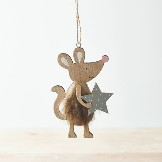 Rustic Wooden Hanging Mouse