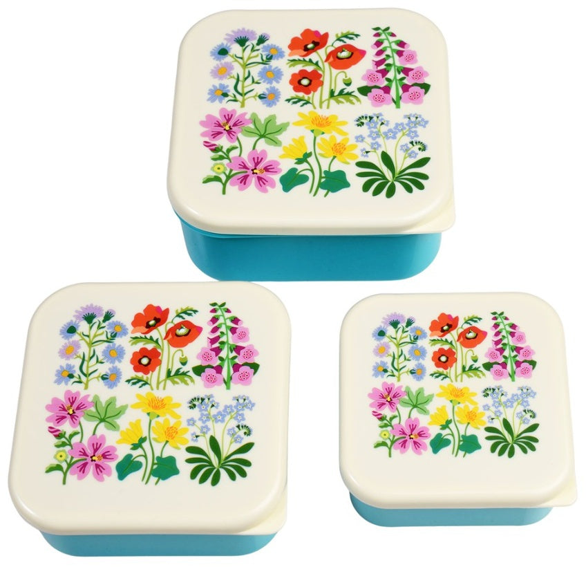 Wild Flowers Set of 3 Snack / Lunch Boxes