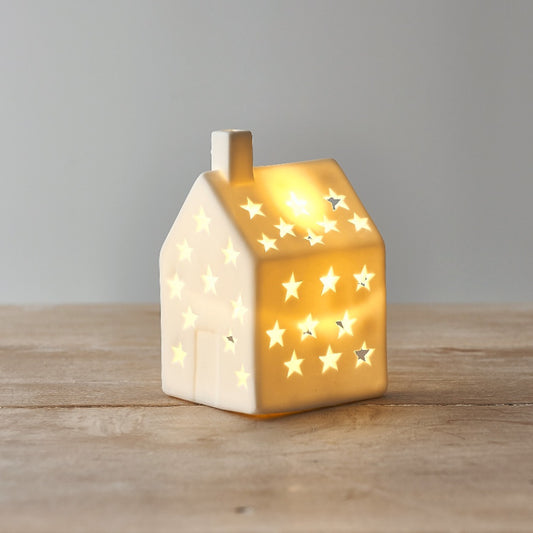 White Ceramic Star LED House - Large