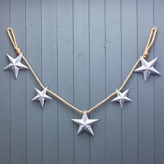 Grey Metal Star Garland