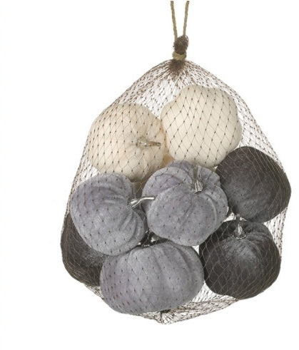 Bag of Grey and White Velvet Pumpkins