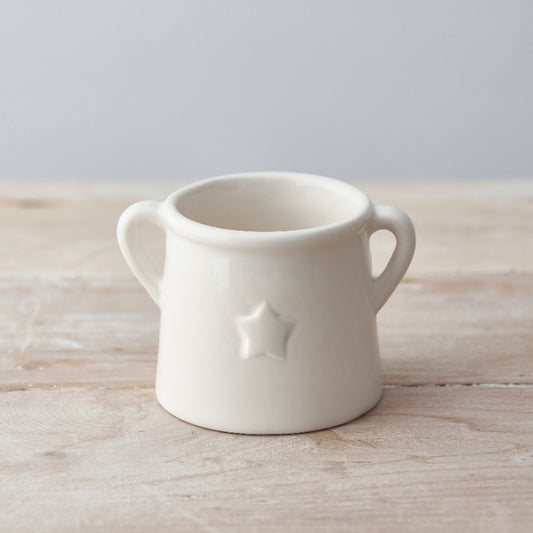 Small White Ceramic Star Planter