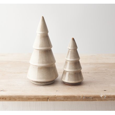 Neutral Ceramic Christmas Tree Ornament 15cm