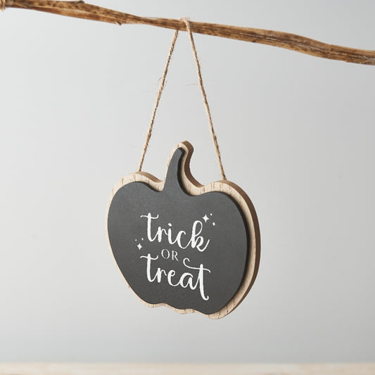 Black 'Trick or Treat' Hanging Wooden Plaque