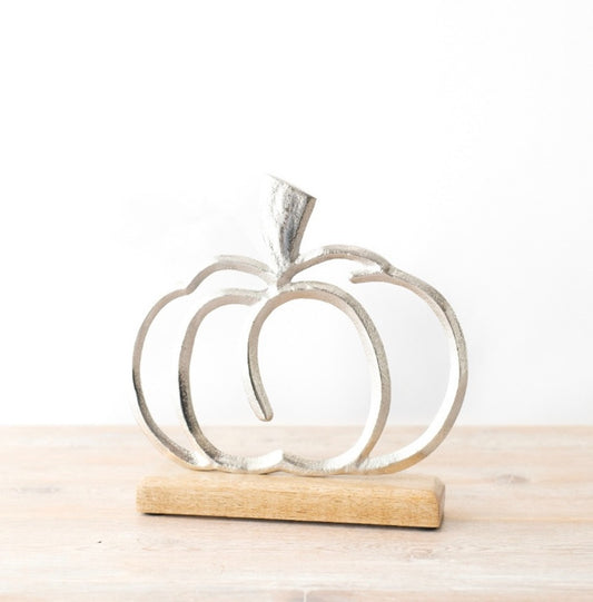 Metal and Wood Pumpkin Decoration