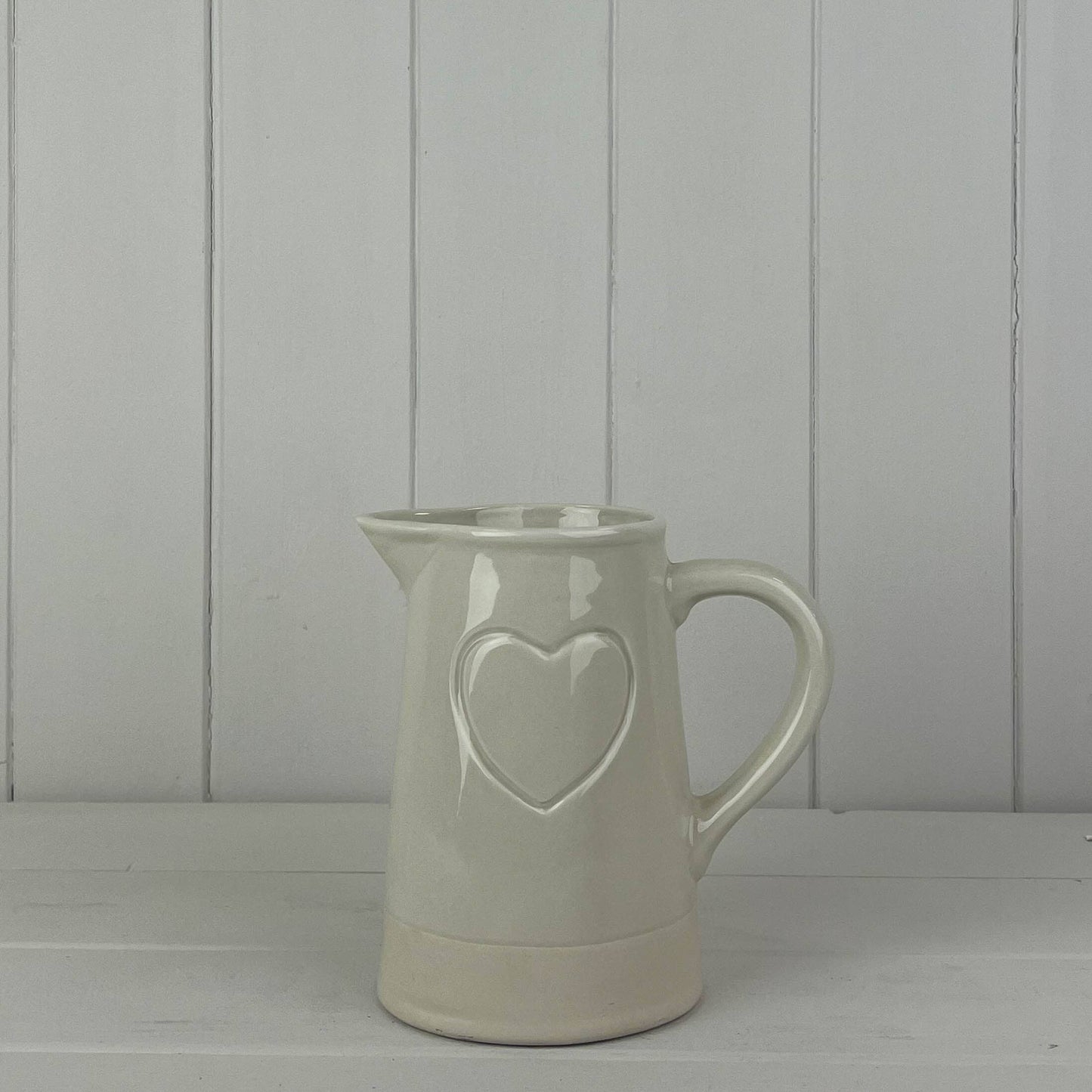 Cream Debossed Heart Jug