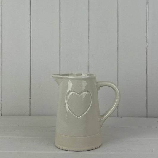 Cream Debossed Heart Jug