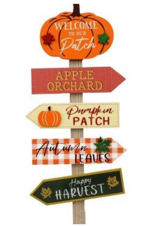 'Welcome to our Patch' Hanging Wooden Plaque