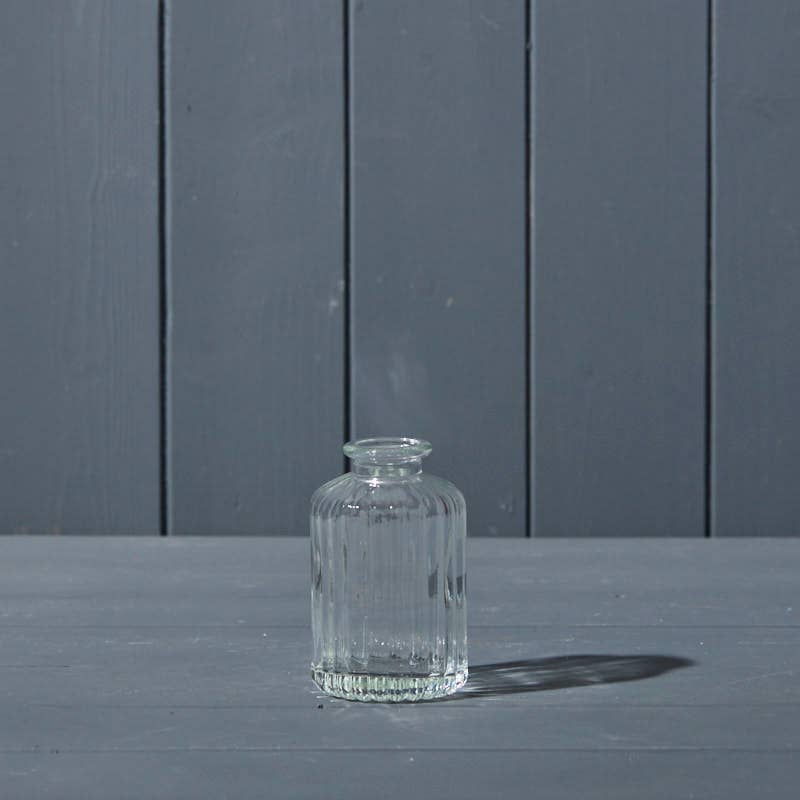 Clear Ribbed Glass Bottle / Bud Vase