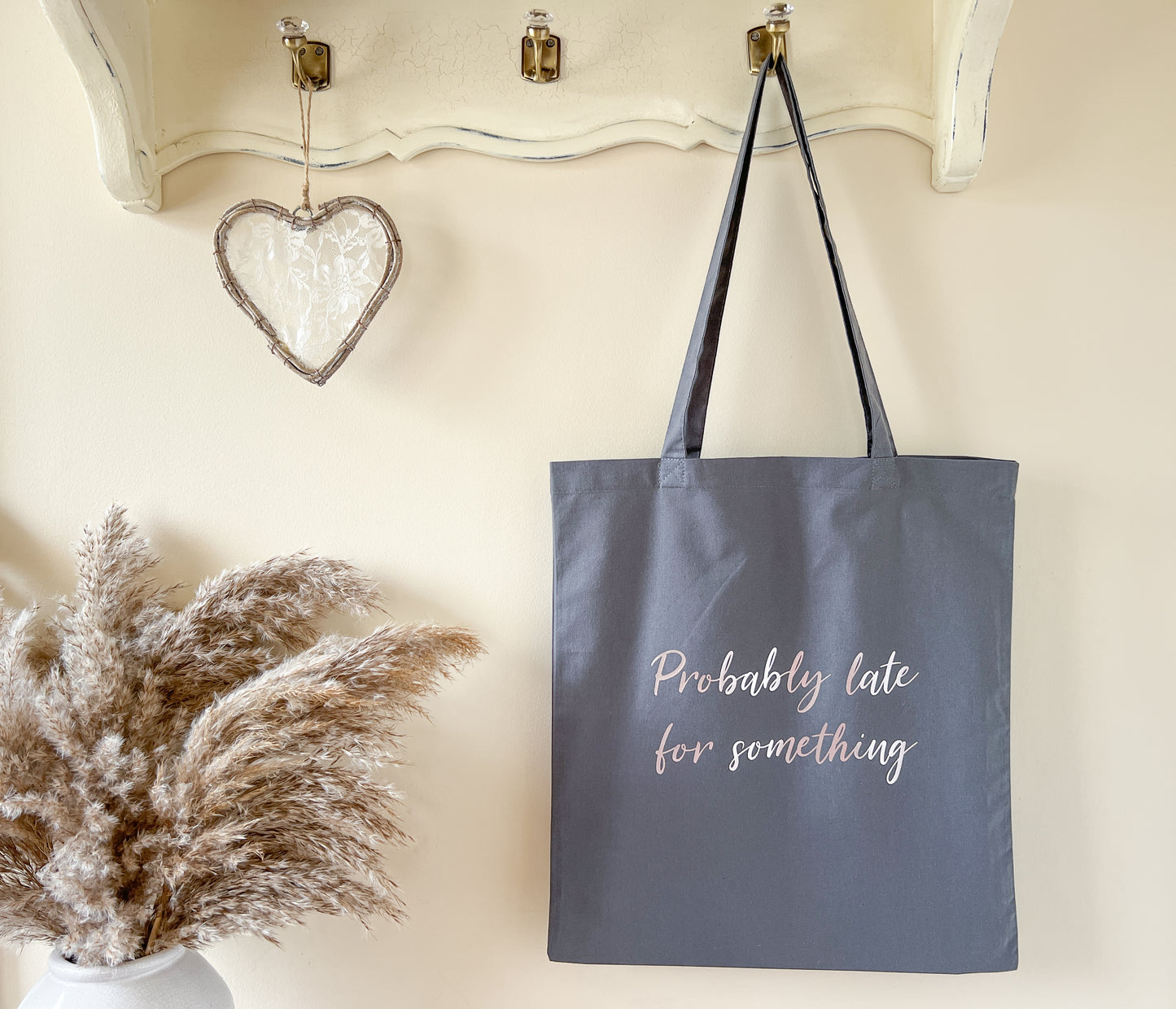 "Probably Late for Something" Slogan Tote Bag, Shopping Bag, Beach Bag, 100% Premium Cotton, Lots of Colours