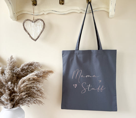 "Mama Stuff" Slogan Tote Bag, Shopping Bag, Beach Bag 100% Premium Cotton, Choice of Colours