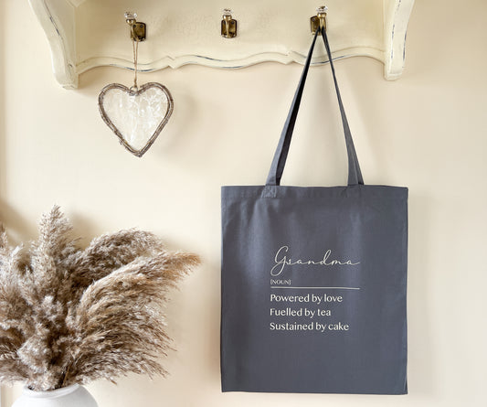 Mum Grandma Noun Tote Bag, Shopping Bag, Beach Bag 100% Premium Cotton, Choice of Colours