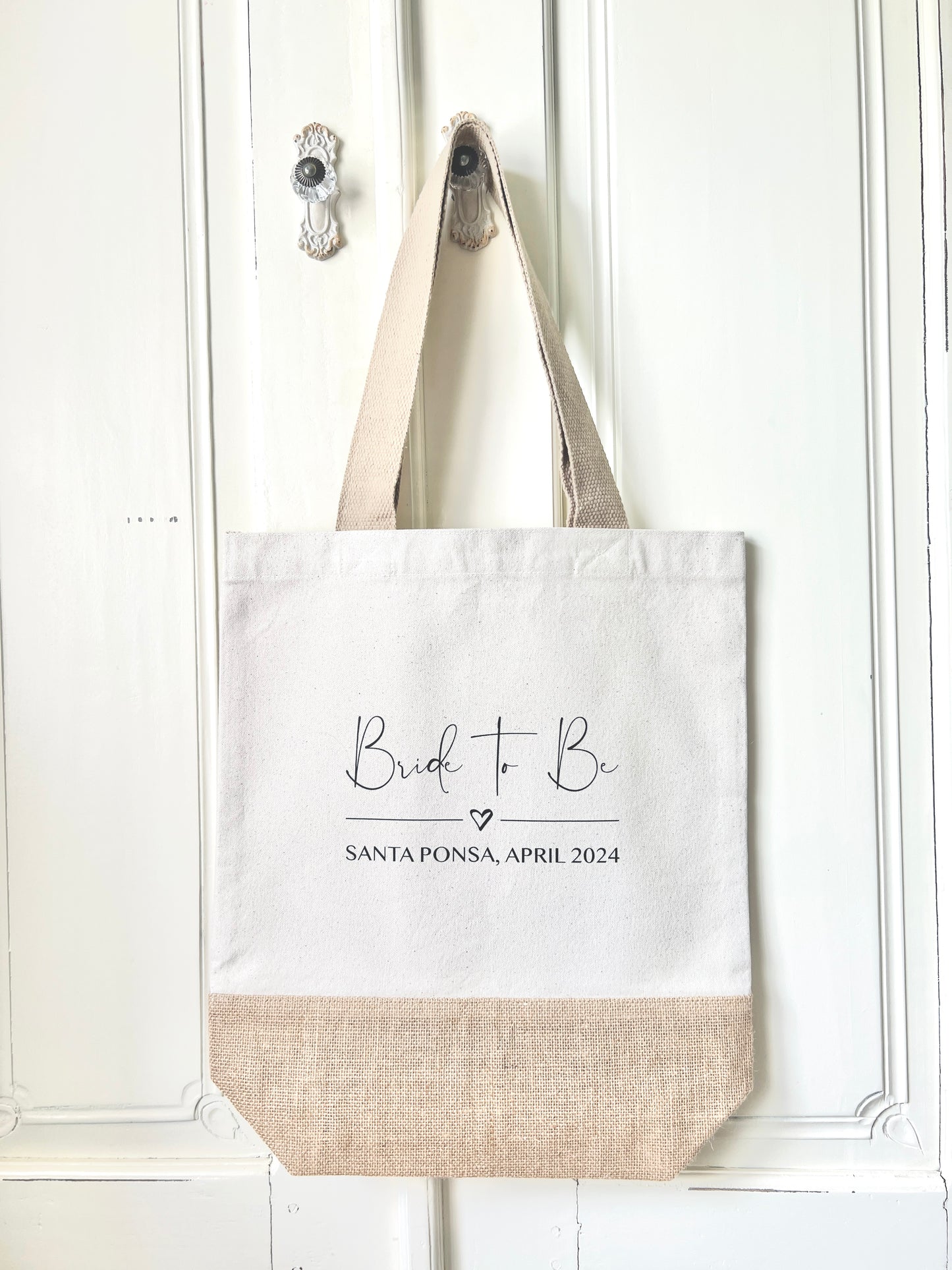 Personalised Wifey Jute Tote Bag For Honeymoon, Hen Do, Wedding Gift, 3 Sizes, Choice of Font Colour