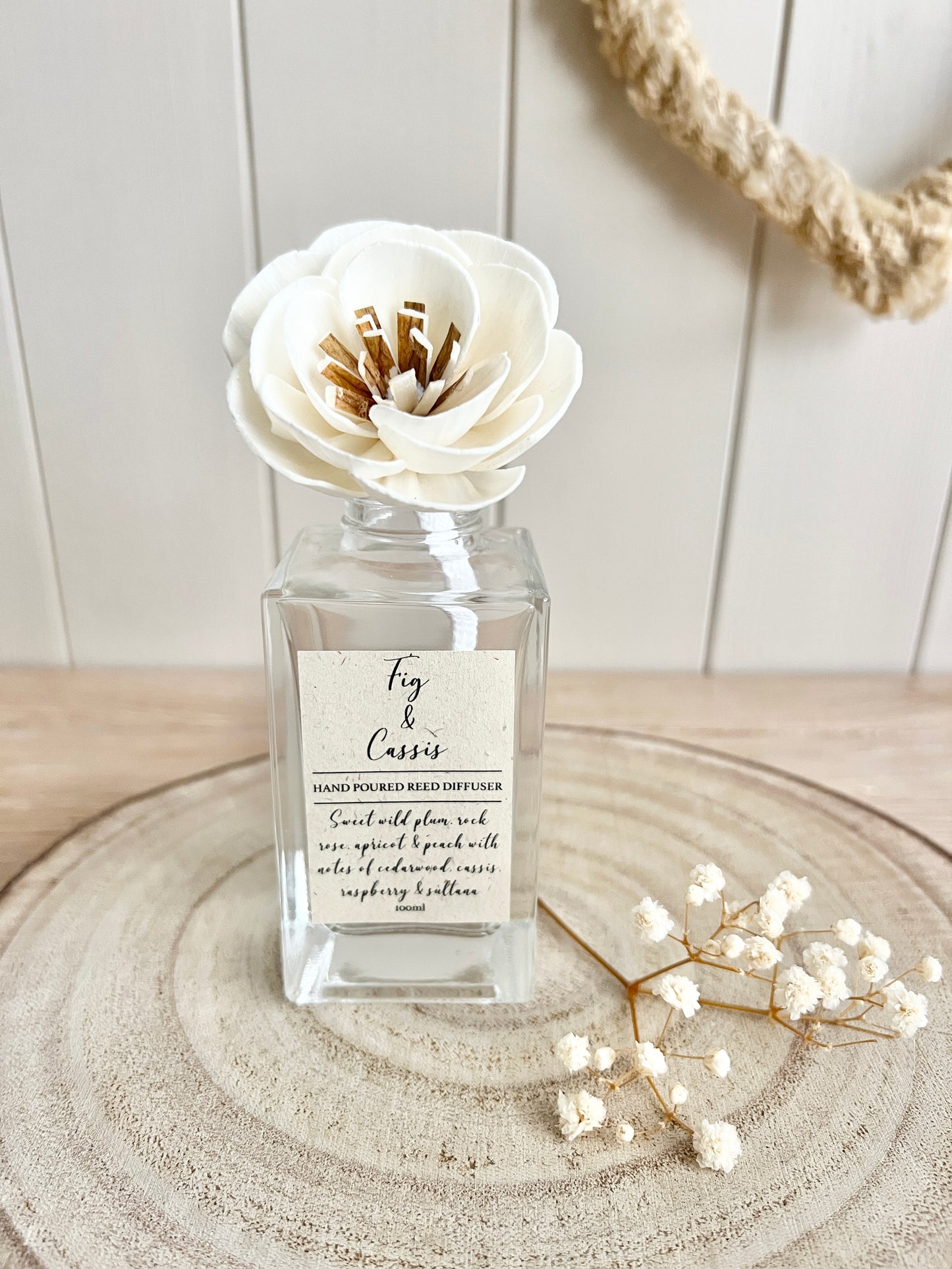 Luxury Reed Diffuser, 100ml, Can be Personalised, Choice of Scents, Flower Reed, Dried Flowers, Clear Bottle