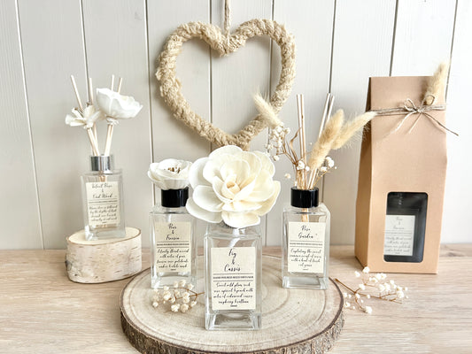 Luxury Reed Diffuser, 100ml, Can be Personalised, Choice of Scents, Flower Reed, Dried Flowers, Clear Bottle