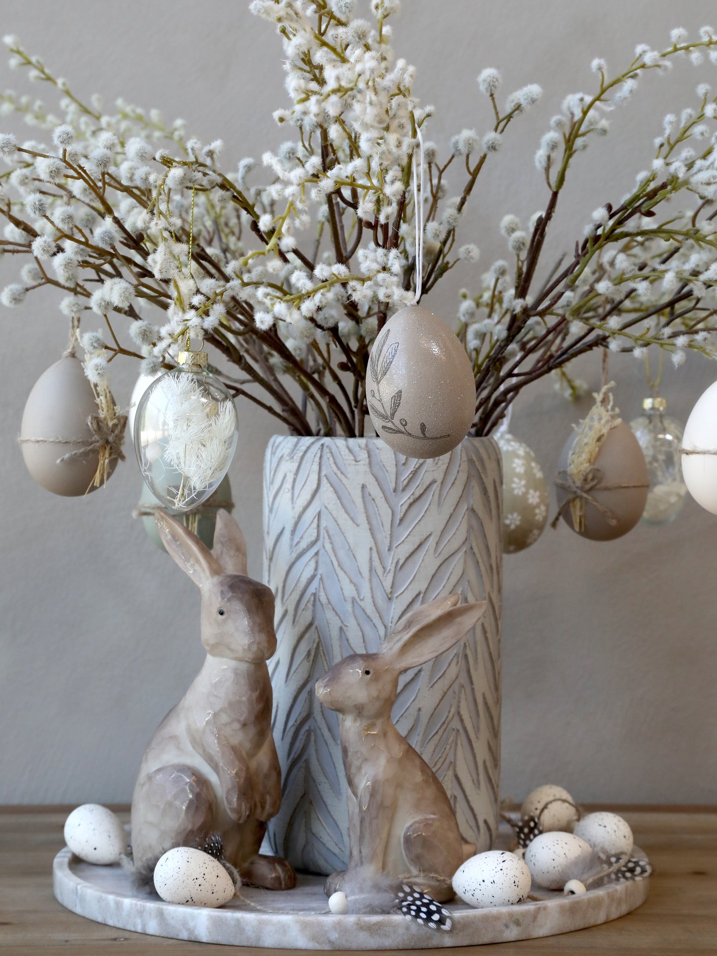 Chic Antique - Neutral Vase With Leaf Pattern