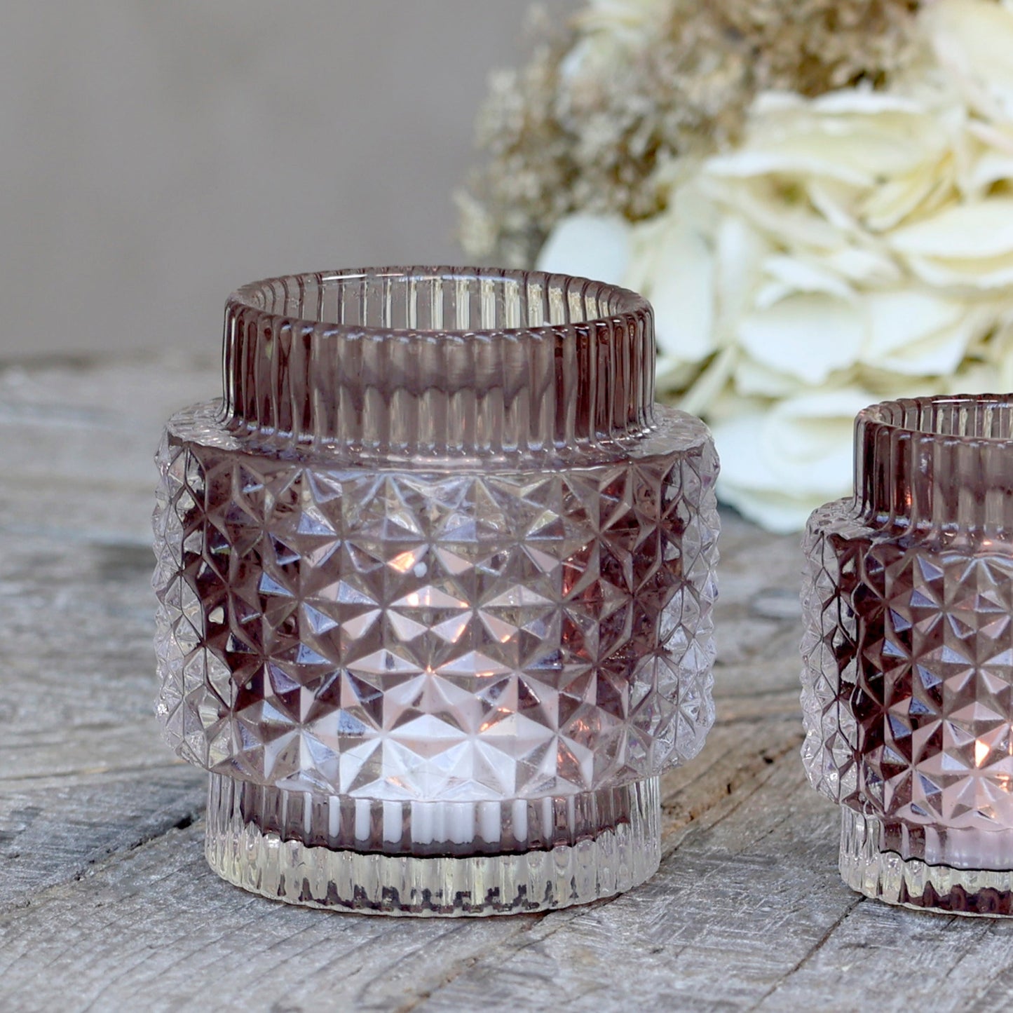 Chic Antique - Taupe Glass Tealight Holder