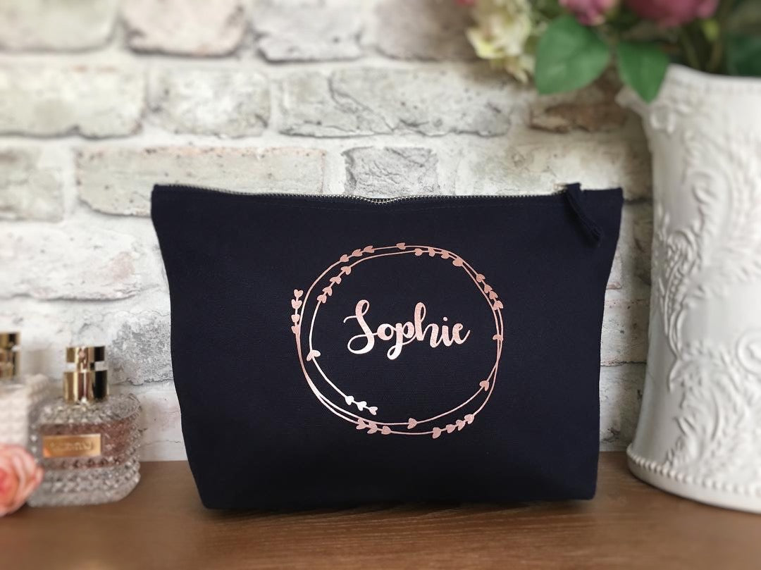 Personalised Make-Up Bag, Cosmetic Bag, Toiletry Bag, Choice of Colours