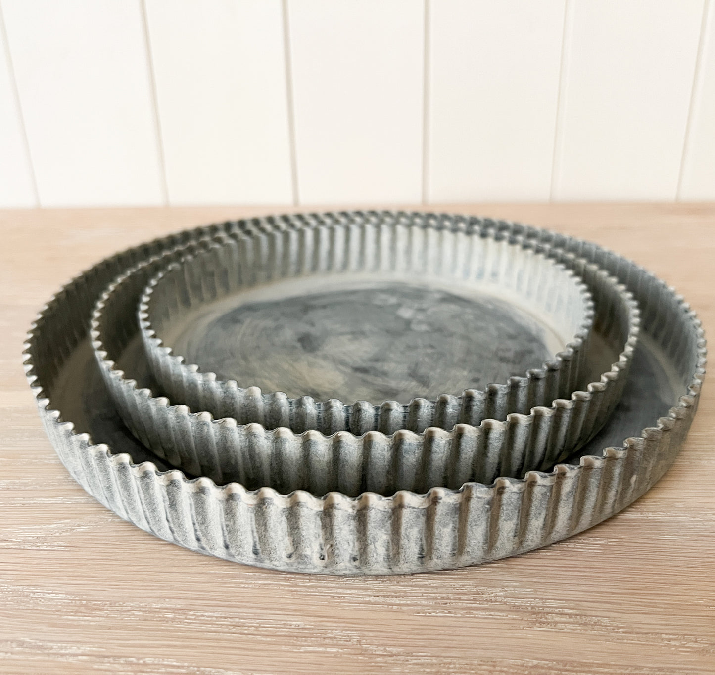 Zinc Round Rustic Trays - Set of 3