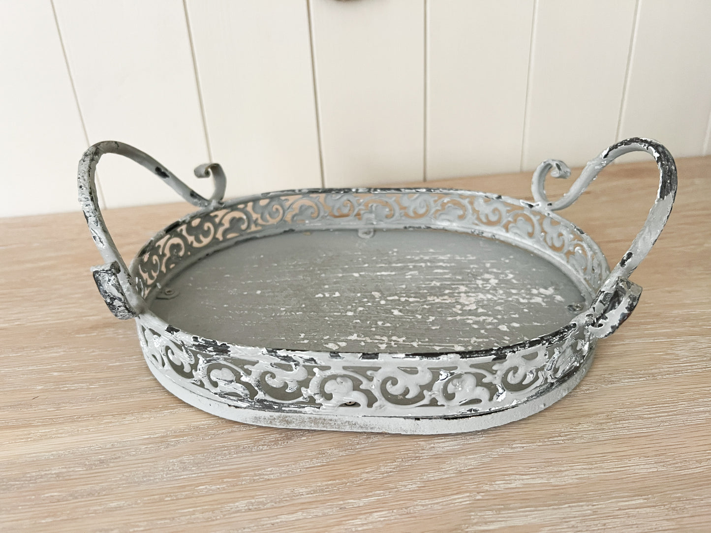 Grey Distressed Oval Tray