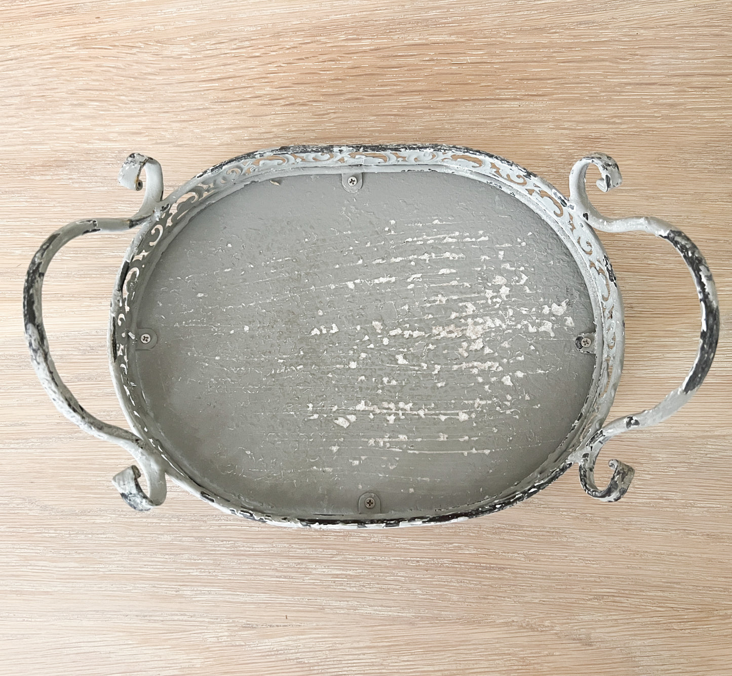 Grey Distressed Oval Tray