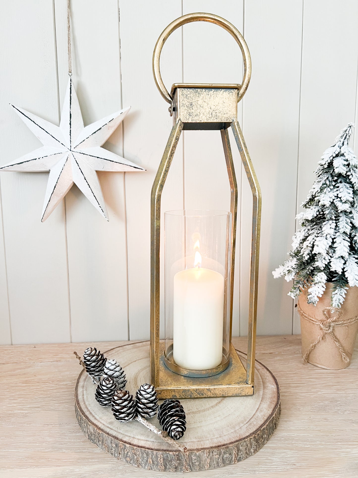 Rustic Off-White Hanging Star- Large