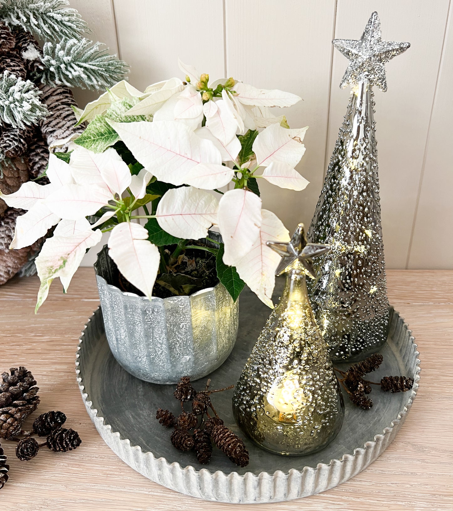 Silver Glass LED Christmas Tree Decoration - 2 Sizes