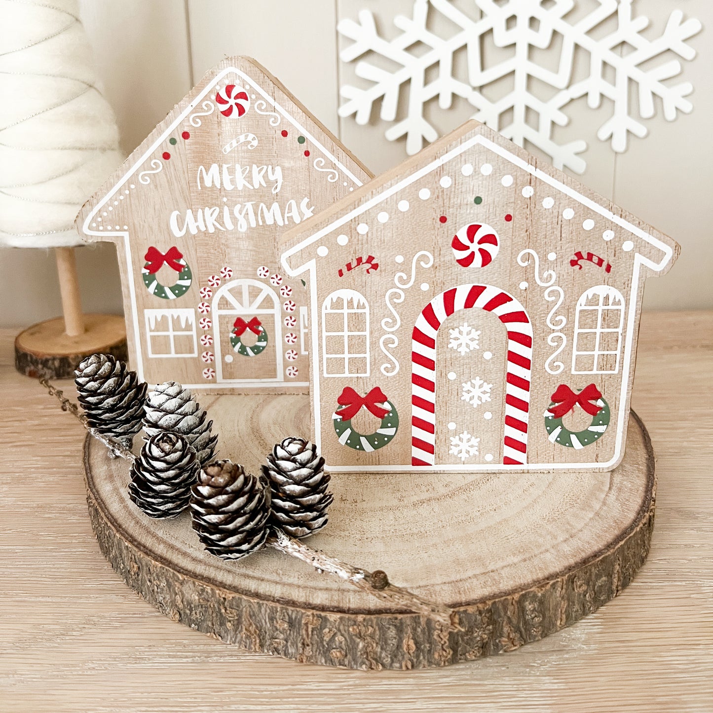 Wooden Gingerbread Houses- Set of 2