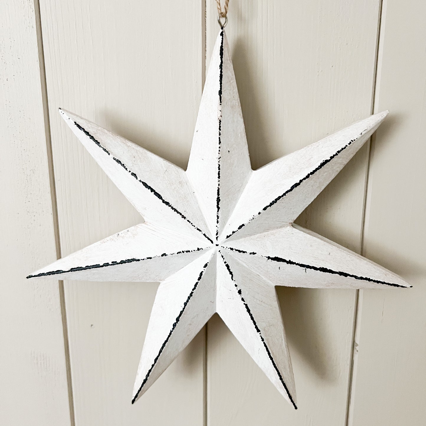 Rustic Off-White Hanging Star- Large