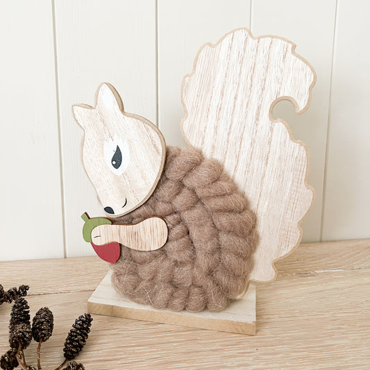 Woollen and Wooden Squirrel Decoration