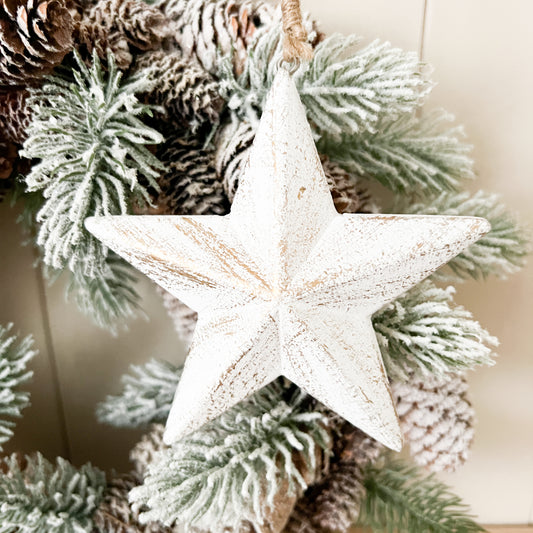 Rustic White Wooden Hanging Star