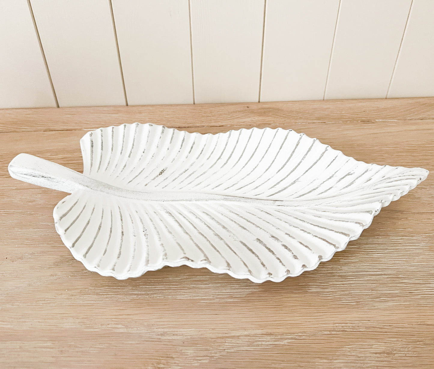 Antique White Leaf Tray