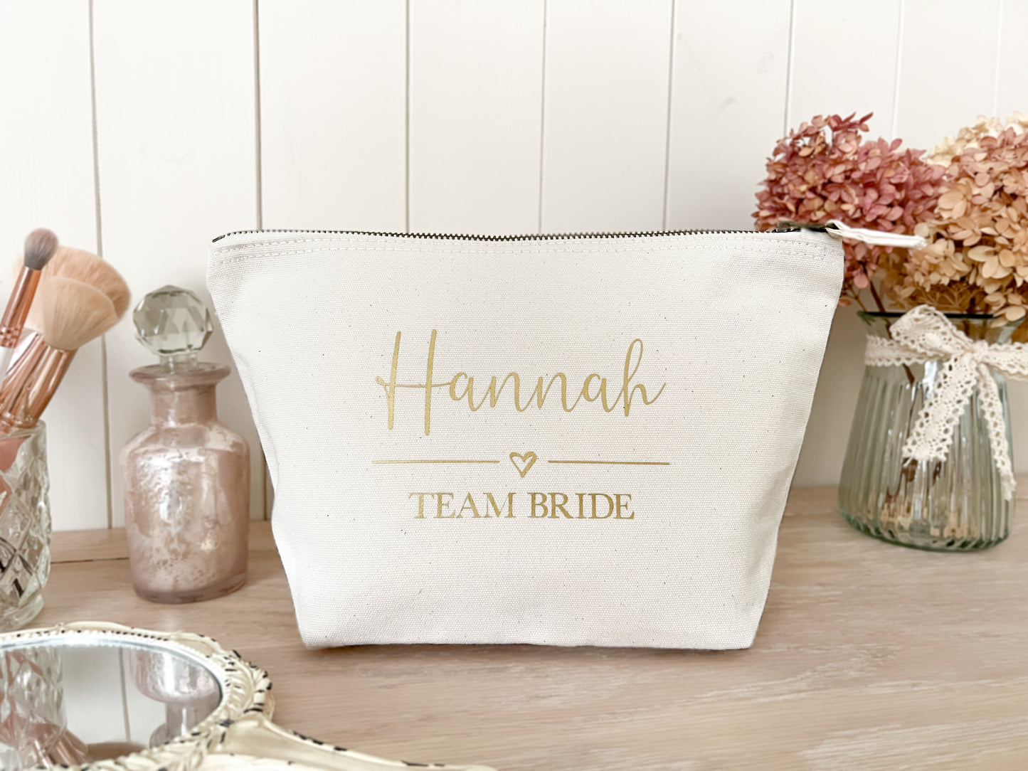 Personalised Make-Up Bag / Cosmetic Bag for Wedding Party, Bridesmaid Gift, Mother of The Bride/Groom, Maid of Honour, Choice of Colours