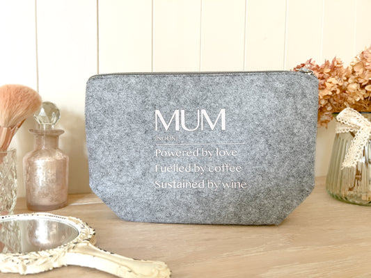 Personalised Make-Up Bag for Mum, Grandma, Nan with Noun, Cosmetic Bag, Toiletry Bag, Lots of Colours