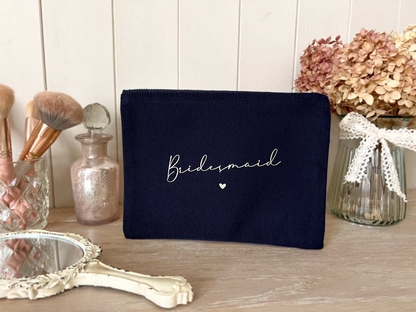 Personalised Make-Up Bag for Wedding, Cosmetic Bag for Bride, Bridesmaid Gift, New Mrs, Wedding Present, Hen Do, Rose Gold, Choice of Colours