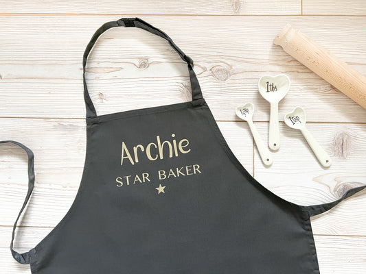 Personalised 'Star Baker' Children's Apron, Unisex Baking Apron, Kids Craft Apron, Boys or Girls Cooking Apron, Choice of Colours