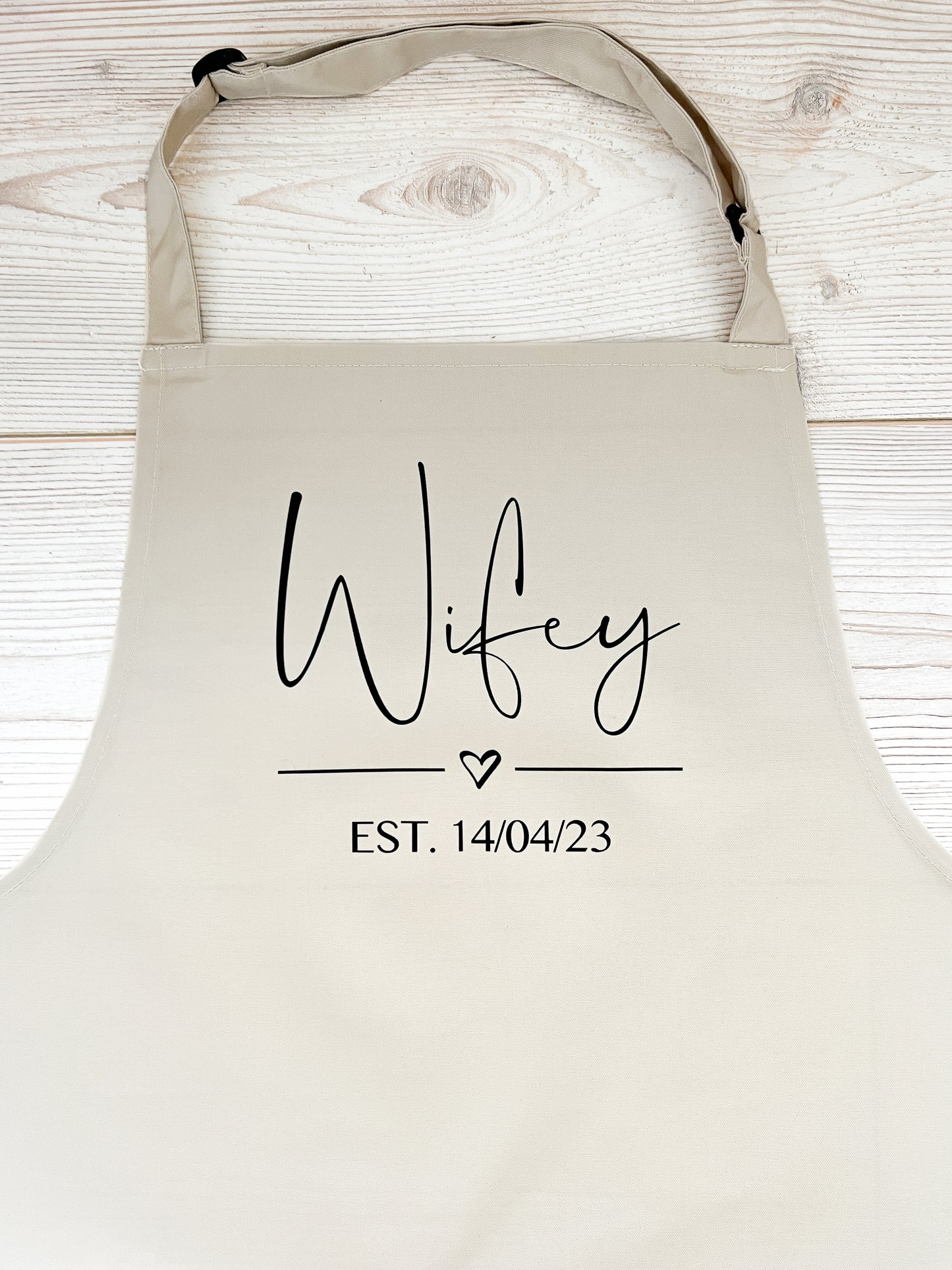 Personalised Wifey Adult Apron With or Without Pocket, Any Wording. Choice of Colours. Wedding Gift, Hubby, Mr and Mrs