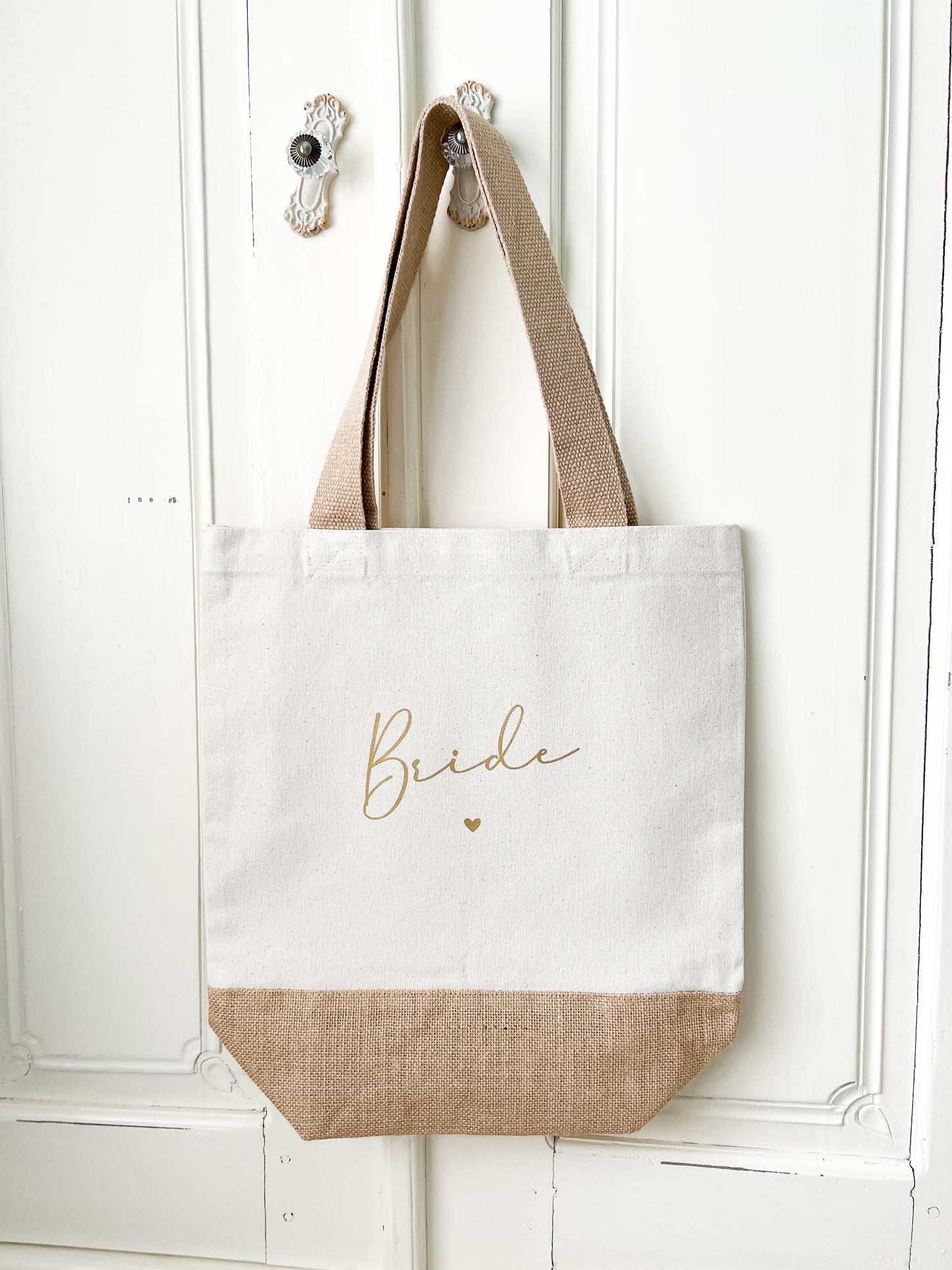 Personalised Jute Tote Bag, Shopping Bag, 2 Sizes, Choice of Font Colour