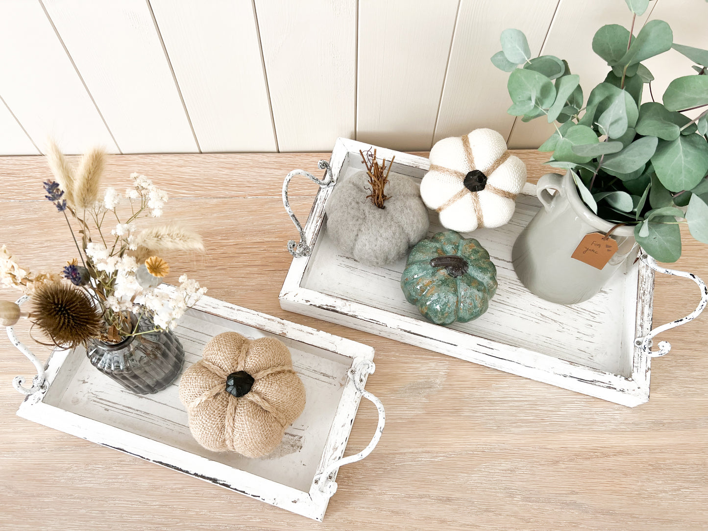 White Wooden Trays - Set of 2